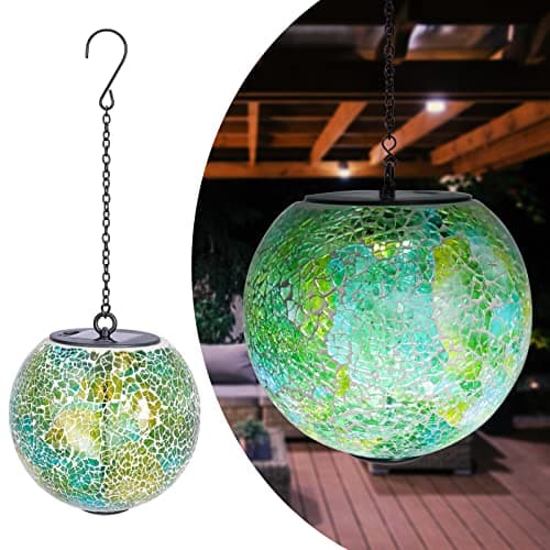 Solar Hanging Lantern Solar Outdoor Lanterns Mosaic Gazing Ball Outdoor Hanging Lights Outdoor Lights Waterproof Garden Patio Pathway Yard Dcor Green