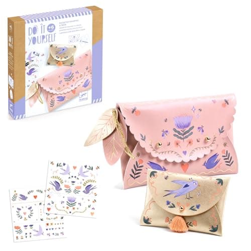 DJECO DIY Sweet Fashionista Pouches - Craft Your Own Fashion Purse - Arts & Crafts for Little Ones - Fun & Creative for Family & Friends, Trendy Fashion, Cute Purse, Creative Kit for Children 6+ Years