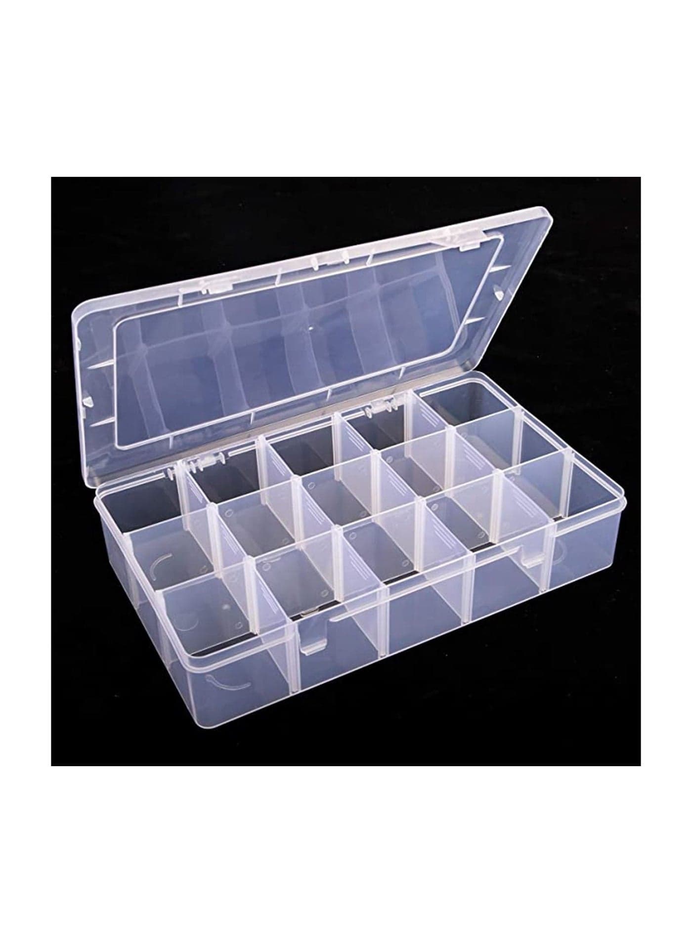 Storage Box Organizer, Grids Clear Plastic Tape Case Jewelry and Crafts Compartment Container with Adjustable Dividers for Beads, Sewing accessories, Rock Collection, Art DIY