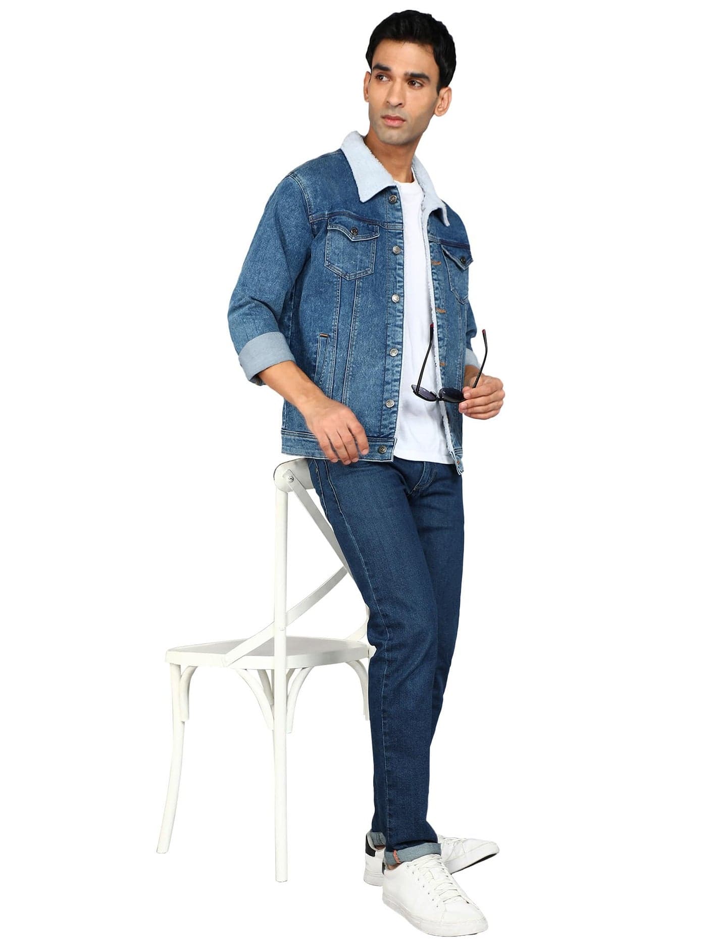 FTX Men Solid Blue Denim Jacket (536_1)_S
