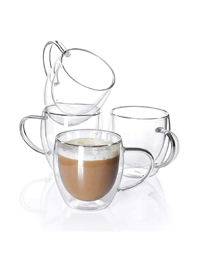 1PC Double Wall Insulated Glass Coffee Tea Cup Set with Handle Cappuccino Cups Perfect for Espresso Latte Cappuccino Tea Beverage Espresso Cups