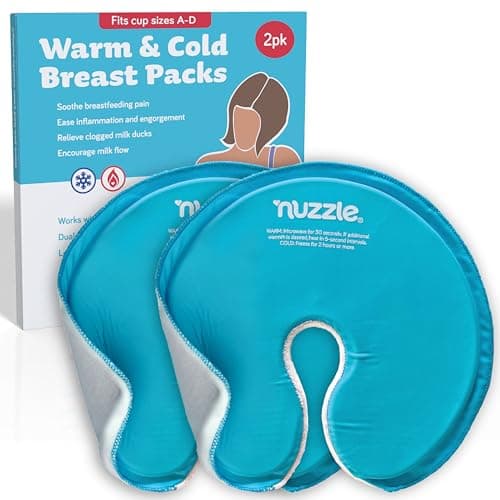 Breast Ice Packs for Breastfeeding - Hot & Cold Therapy Pads for Nursing & Clogged Milk Ducts, Mastitis & Engorgement – Boob Surgery Recovery – Soft Dual-Sided Gel Pads – 2 Pack