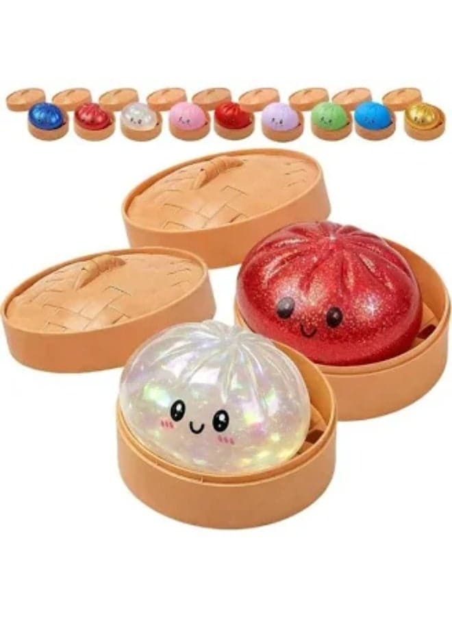 2pcs mini Glitter Dumpling Squishy Toy Stress Relief random colors Colorful Gift Box