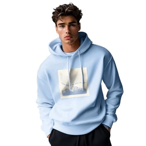 Nobero Men's Cotton Blend Neck Hooded Regular Fit Sweatshirt (1M-TWHO-C0530_Powder Blue_Medium)