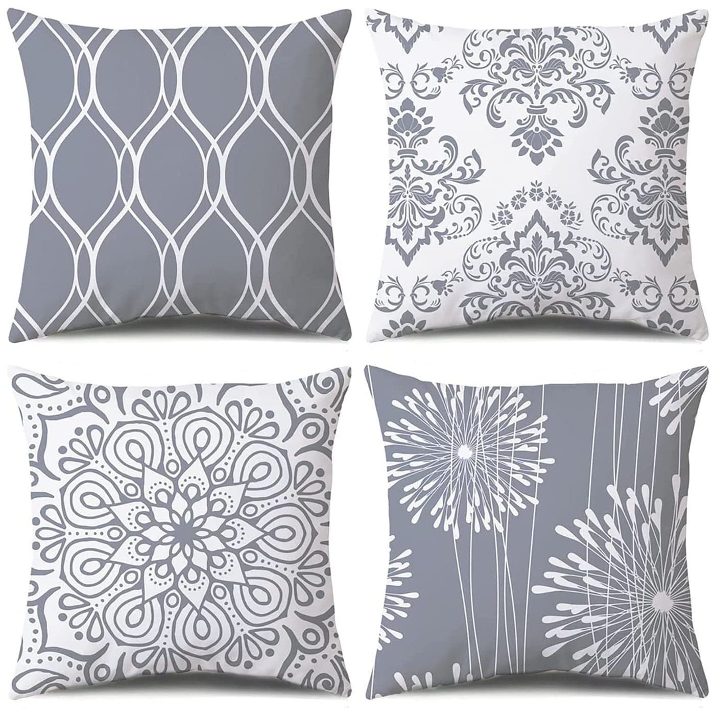Coliuso Decorative Throw Pillow Covers 20x20 Set of 4 Gray and White Modern Simple Square Pillow Case Cushion Cover for Sofa Couch Farmhouse Outdoor Living Room Gray and White 20x20