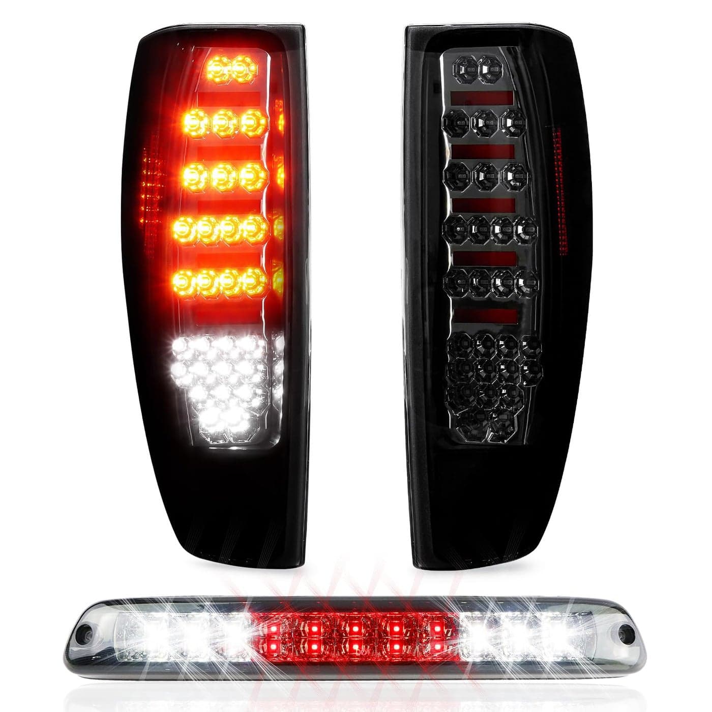 Tresound Tail Light 3rd Third Brake Cargo Lamp for Chevy Colorado GMC Canyon 20042012 High Mount Stop Light Rear LED Taillight Assembly Chrome Housing Red Lens