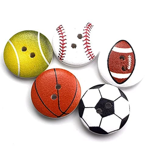 50pcs Ball Pattern Round Wood Buttons for Sewing Scrapbook Clothing Gifts Crafts Handwork Accessories (White,20mm)