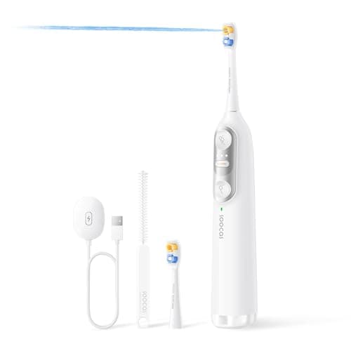 Soocas NEOS II - Electric Toothbrush with Water Flosser, Sonic Electric Toothbrush for Adults, Cordless Water Flosser for Travel, Portable Oral Irrigator, Up to 100% Plaque Removal, Pearl White