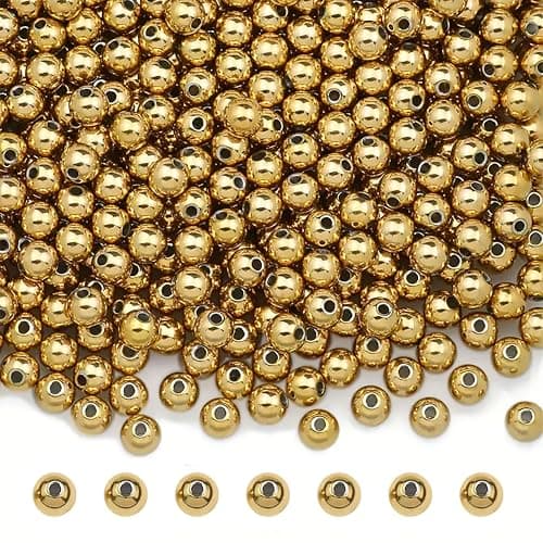 INDIKONB Gold Pearl Beads for Crafts and Jewelry Making | CCB Plastic Beads for Jewelry, Craft, and DIY Projects | Ideal for Bracelets, Necklaces, and Embellishments (Gold-6mm)