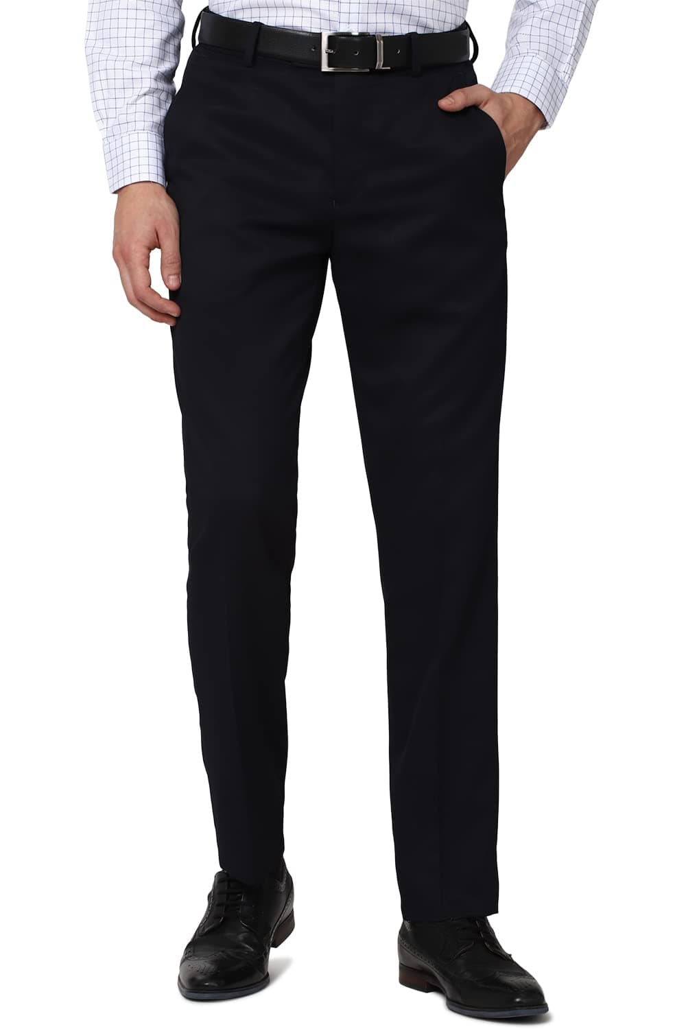 Peter England Men Black Solid Slim Fit Formal Trousers