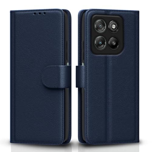 Outlouders Flip Cover for Motorola Moto G67 Power 5G / G57 Power 5G | Leather Finish | Card Slots | Wallet Stand | Shockproof Protection Flip Case (Blue)