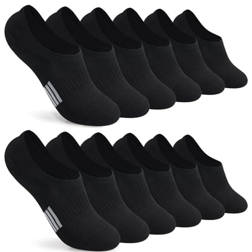 Toes Home No Show Socks Womens Cushioned Low Cut Athletic Hidden Liner Socks for Sneakers Footies Ankle Sports Invisible Running Socks 6 Pairs Black Size 6-9