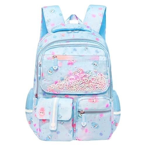 FunBlast School Backpack for Girls - Kawaii School Bag, Multifunctional Lightweight Large Capacity Bag for Girls Kids, Stylish Travel Bag, Picnic Bag (42 X 25 X 15 CM) (Blue-C)
