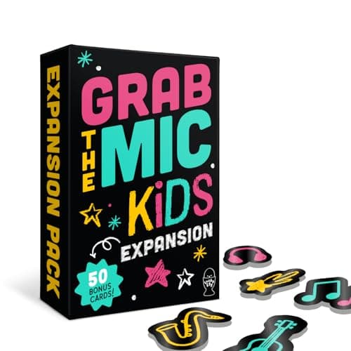 Lucky Egg Grab The Mic Kids Expansion Expansion Cards ONLY 50 Kid Friendly Challenge Games for Bad Singers Family Karaoke Board Game 8 Ages 215 Players