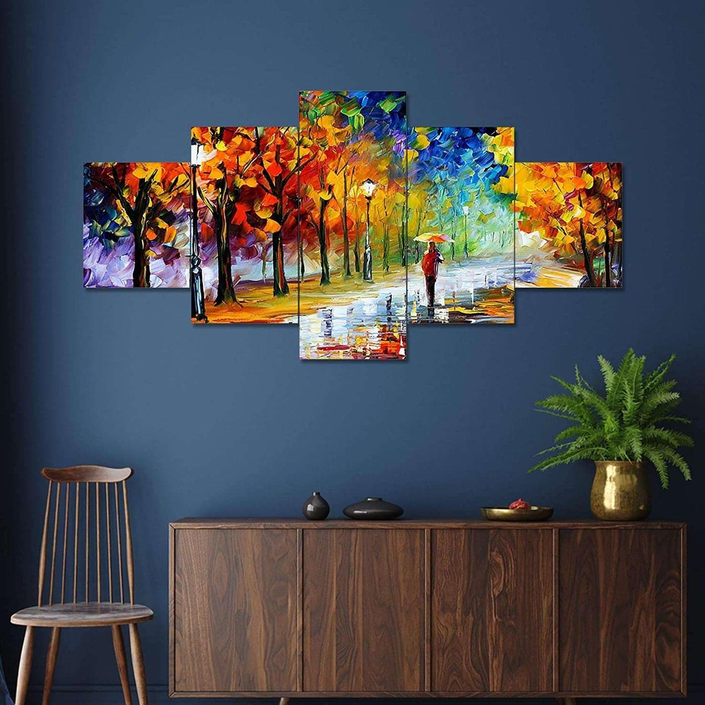 SHREE SHAYAMJI CRAFT Set of Five MDF Framed 3D Wall Painting for Home Decoration Big Size Painting for Living Room Bedroom 17x30 inches Scenery