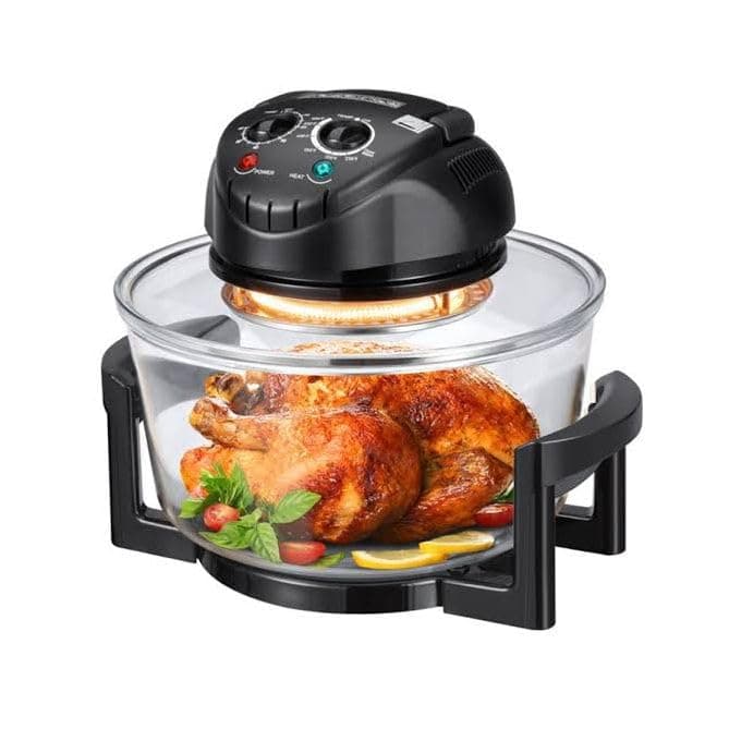 VBM Halogen Oven with Glass Bowl Air Fryer Convection Oven Cooker Halogen Infrared with 8 Accessories Oil-Free MultiCooker with Time and Temperature Control, for Roasting, Frying, Toasting or Crisping
