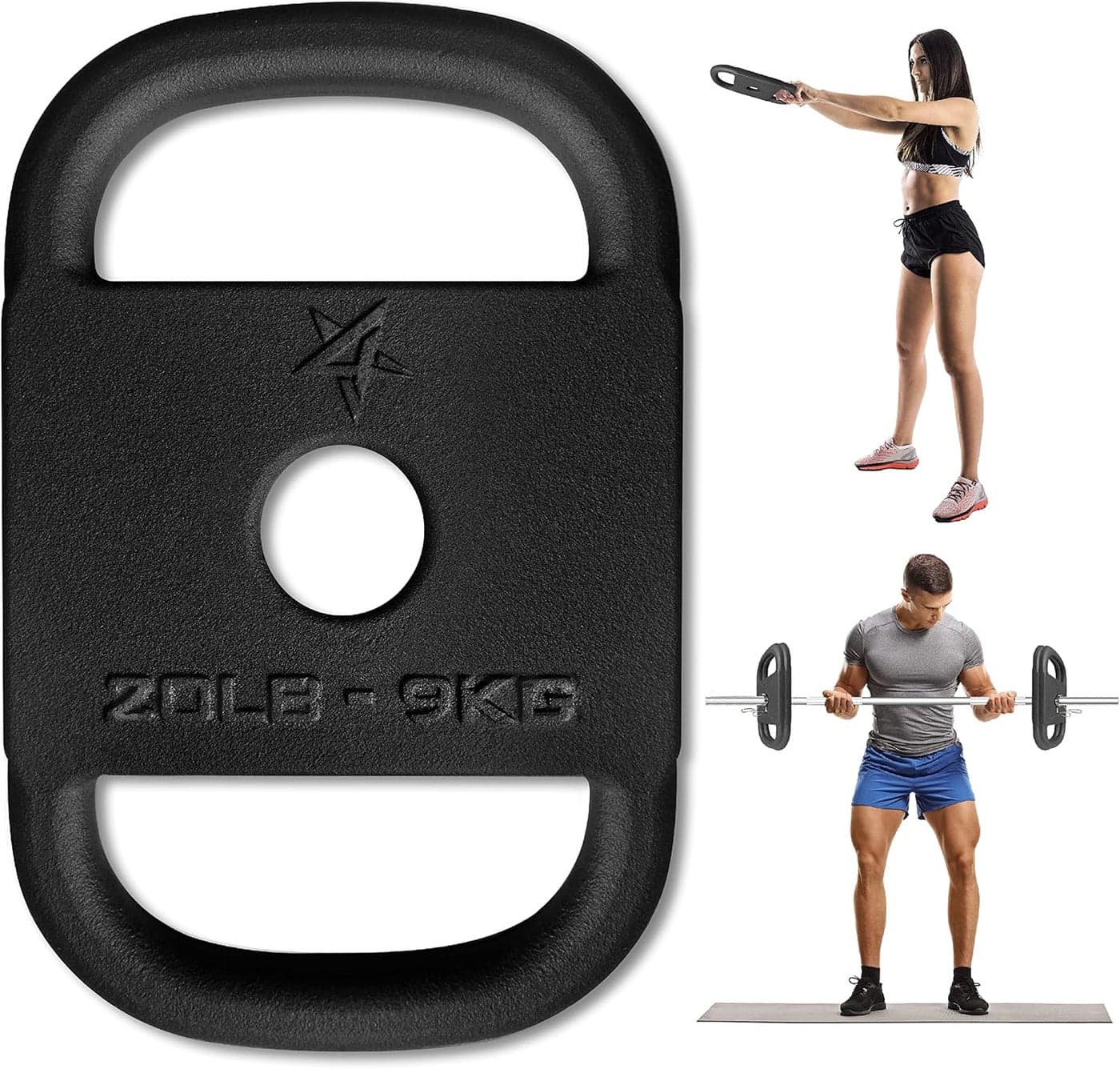 Yes4All US Design Patented Cast Iron Ruck Weight Weight Plate for Strength Training Fitness Workout 20LB Upgraded Rounded Handle Smooth Edge