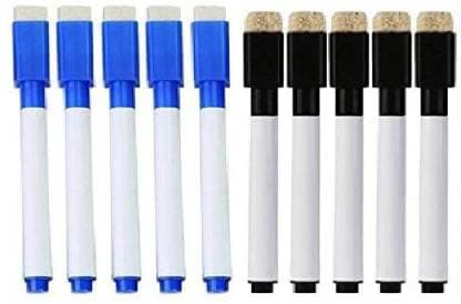 deziine�.Fx Set Of 10 Black And Blue Magnetic Whiteboard Pen Erasable Marker Office School Stationery Supplies