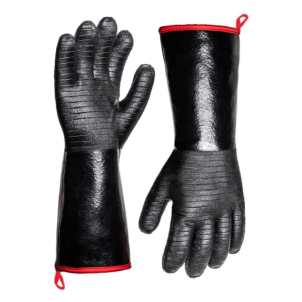 932F Extreme Heat Resistant Gloves for Grill BBQAillary Waterproof Long Sleeve Pit Grill Gloves for Fryer Baking OvenSmokerFireproof Oil Resistant Neoprene Coating14Inch