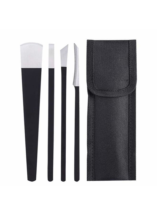 Pedicure Knife Set, 4Pcs Professional Stainless Steel Ingrown Toenail Knife Tools with Storage Bag Nail Knives Cuticle Remover for Feet Ingrown Toe Nail Correction Pedicure Tools Kit