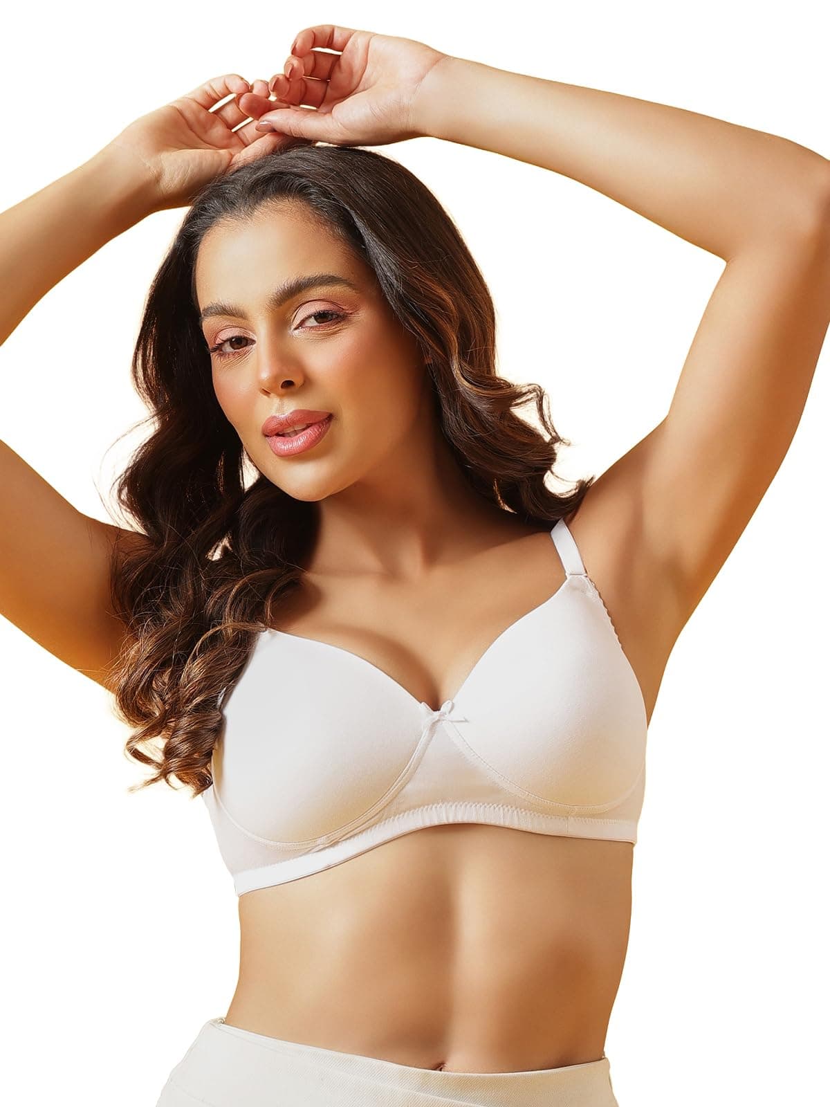 Clovia Women's Nylon Padded Non-Wired Full Coverage Multiway T-Shirt Bra (BR1049A18_White_36C)