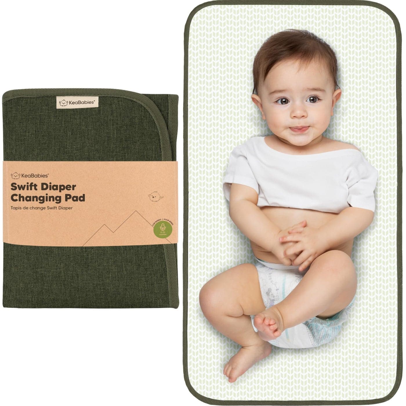 KeaBabies Portable Diaper Changing Pad Easy Wipe Clean Foldable Waterproof Baby Changing Mat for Diaper Bag Compact Lightweight Baby Changer Travel Essential Machine Washable Dark Olive