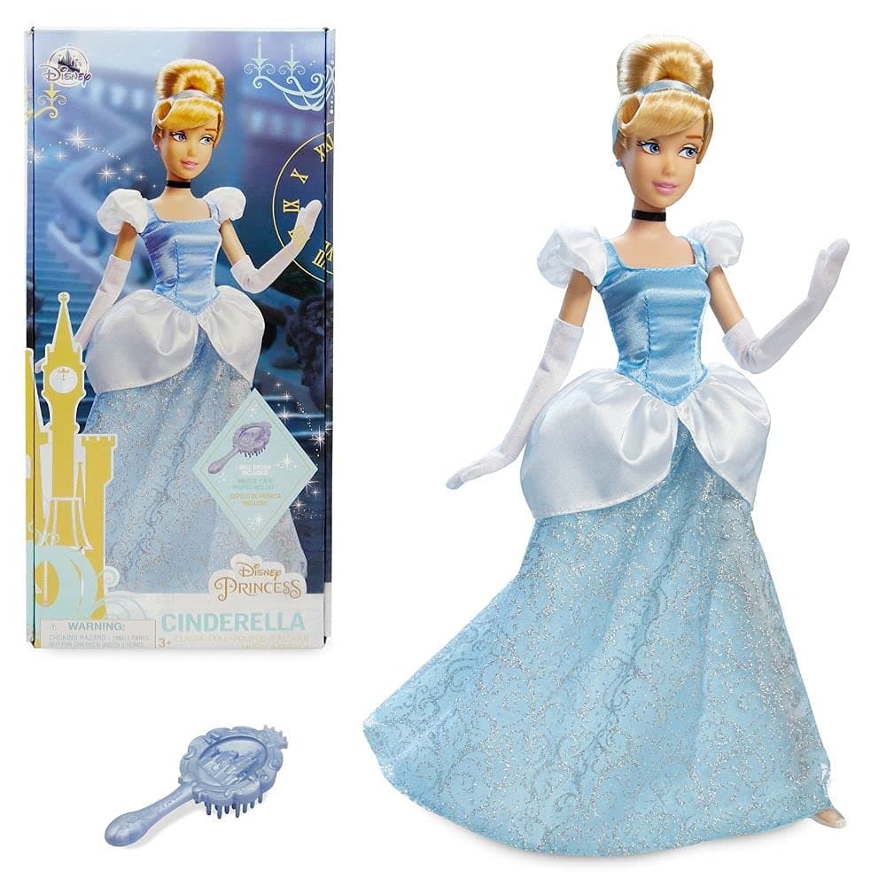 Disney Store Official Disney Princess Classic Doll (Cinderella), 11 Inches, Includes Brush with Molded Details, Fully Posable Toy in Classic Outfit - Disney Princess Toys for Girls