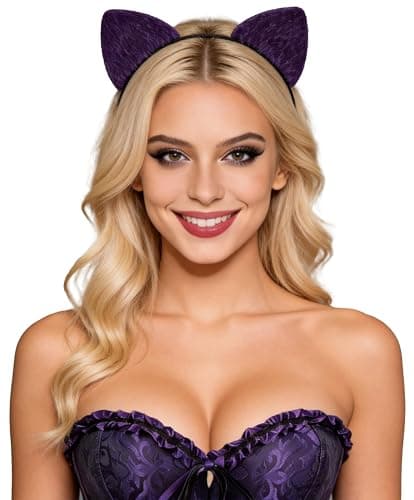 Bonnie Z Leonardo Furry Padded Shadow Purple Cat Ears Headbands