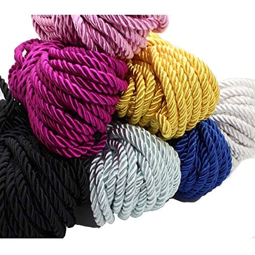 PAMIR TONG 5mm 3 Braided Cord Thread Decorative Twisted Satin Polyester Twine Choker Thread DIY Cord Jewelry Findings GD20SC150 (20 Bundles Multi-Color)