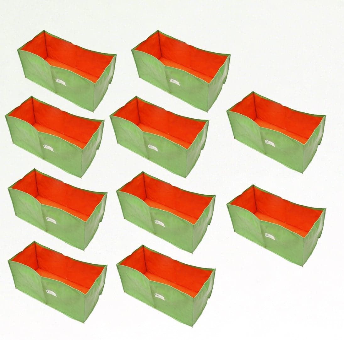 Bio Blooms Agro India Pvt.Ltd. 24 x12 x 12 Inch HDPE Rectangular Grow Bags for Terrace Gardening |10 Pieces | Green & Orange Color | Outdoor Use