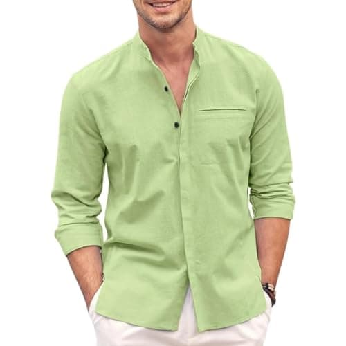 Bellstone Men's Solid Cotton Shirt | Casual | Plain | Full Sleeve | Summer-Regular Fit| Men Stylish Shirt | Everyday Formal Wear |Soft Breathable Fabric | Everyday Smart Casual Wear Light Green