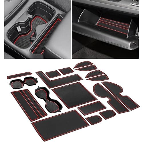 3D Cup Holder Insert Liners for Honda CRV Accessories 2023 2024 2025 2026 Center Console Door Pocket Slot Mats Non-Slip Anti Dust Pad Premium Custom Interior for Honda CR-V 18Pcs (Red Trim)