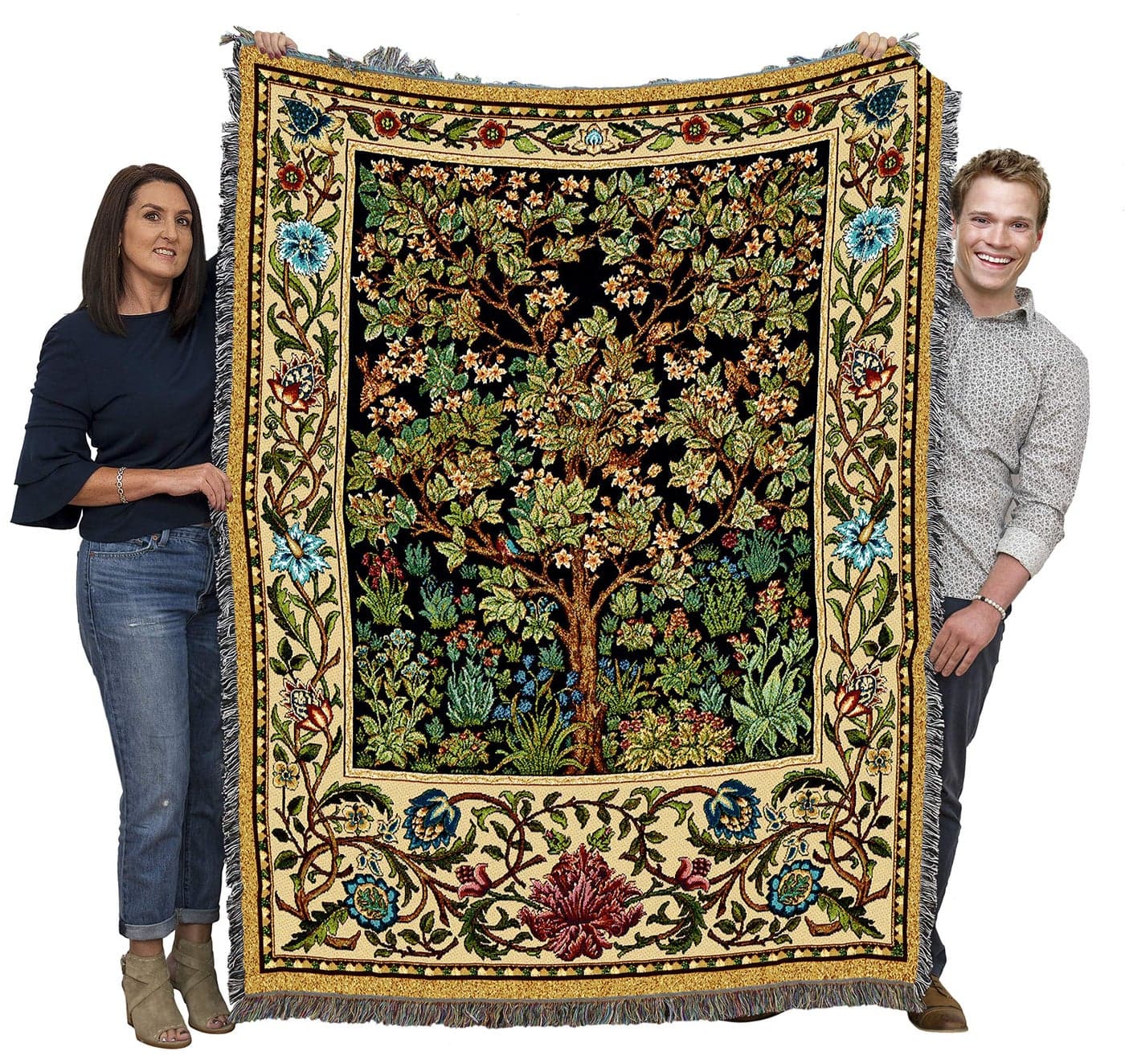 Pure Country Weavers William Morris Tree of Life Blanket Arts Crafts Gift Tapestry Throw Woven from Cotton Made in The USA 72x54