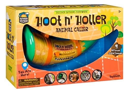 Toysmith Outdoor Discovery HootNHollar Animal Caller Horn 9 Realistic Wildlife Sounds Toy for Kids Ages 5 Portable Sound Effects Machine with Strap Batteries Included