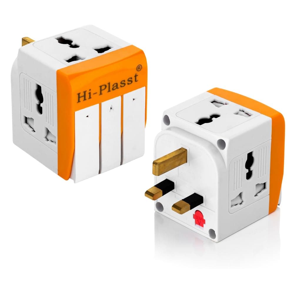 HiPLASST UK Plug Multi Plug Adapter 13A Universal 3 Pin Multiplug Socket with Individual Switch TypeG Flat Pin Plug Converter for Travel to UK Hong Kong London Singapore Dubai Pack of 1