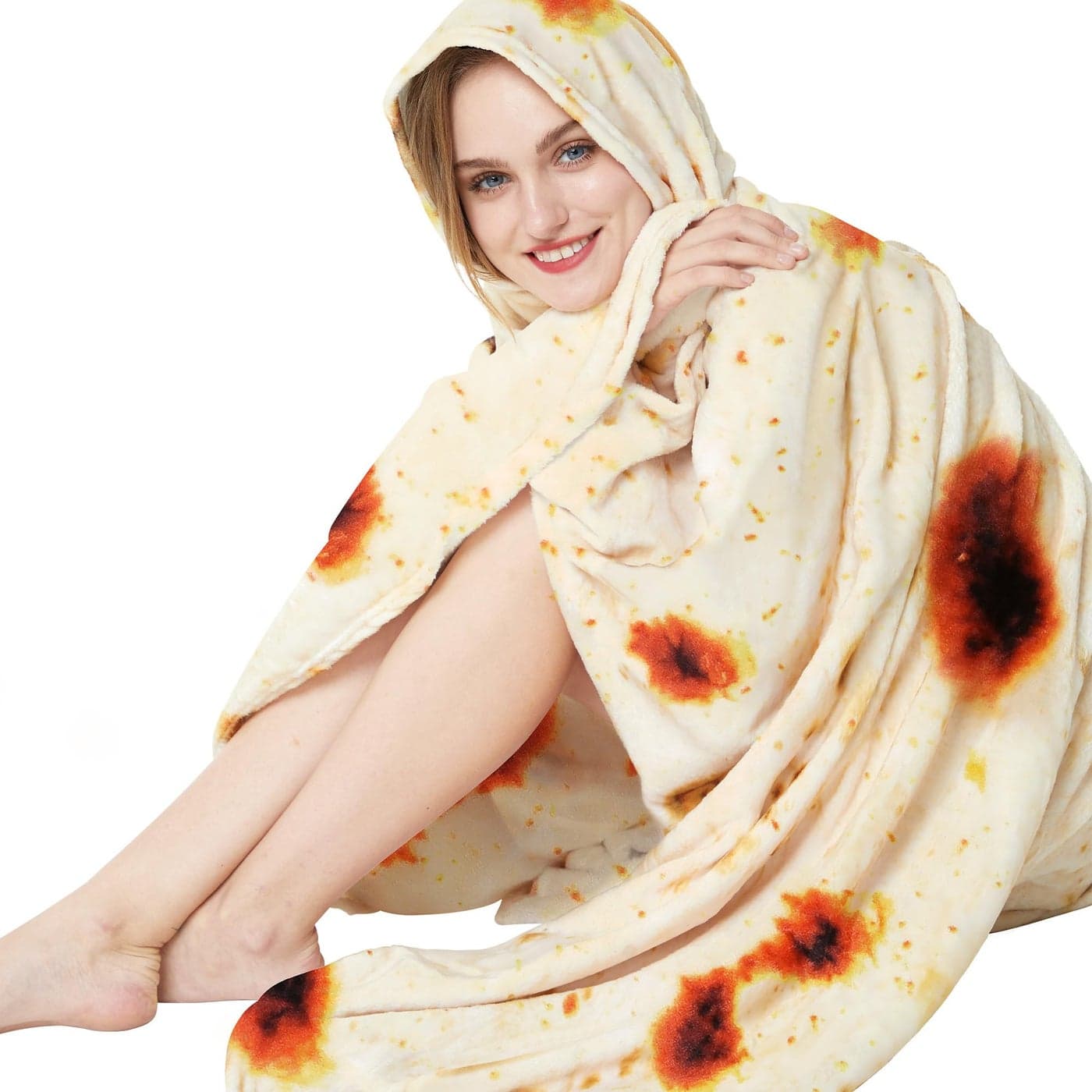 LetsFunny Burrito Tortilla Throw Blanket 71in 20 Double Sided Burritos Taco Tortilla Wrap Blankets for Adults Kids Giant Funny Realistic Food Blankets Soft Flannel Round Throw Blanket