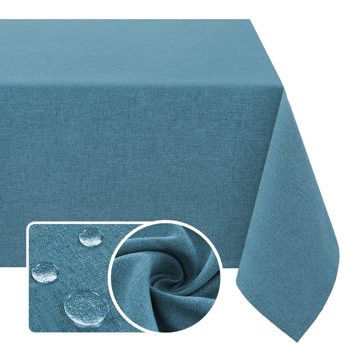 HVERSAILTEX Linen Textured Tablecloth Rectangle 60 x 120 Waterproof Solid Linen Tablecloth SpillProof Linen Look Cover for Party Table Extra Soft and Thick Fabric Wrinkle Free Heather Storm Blue