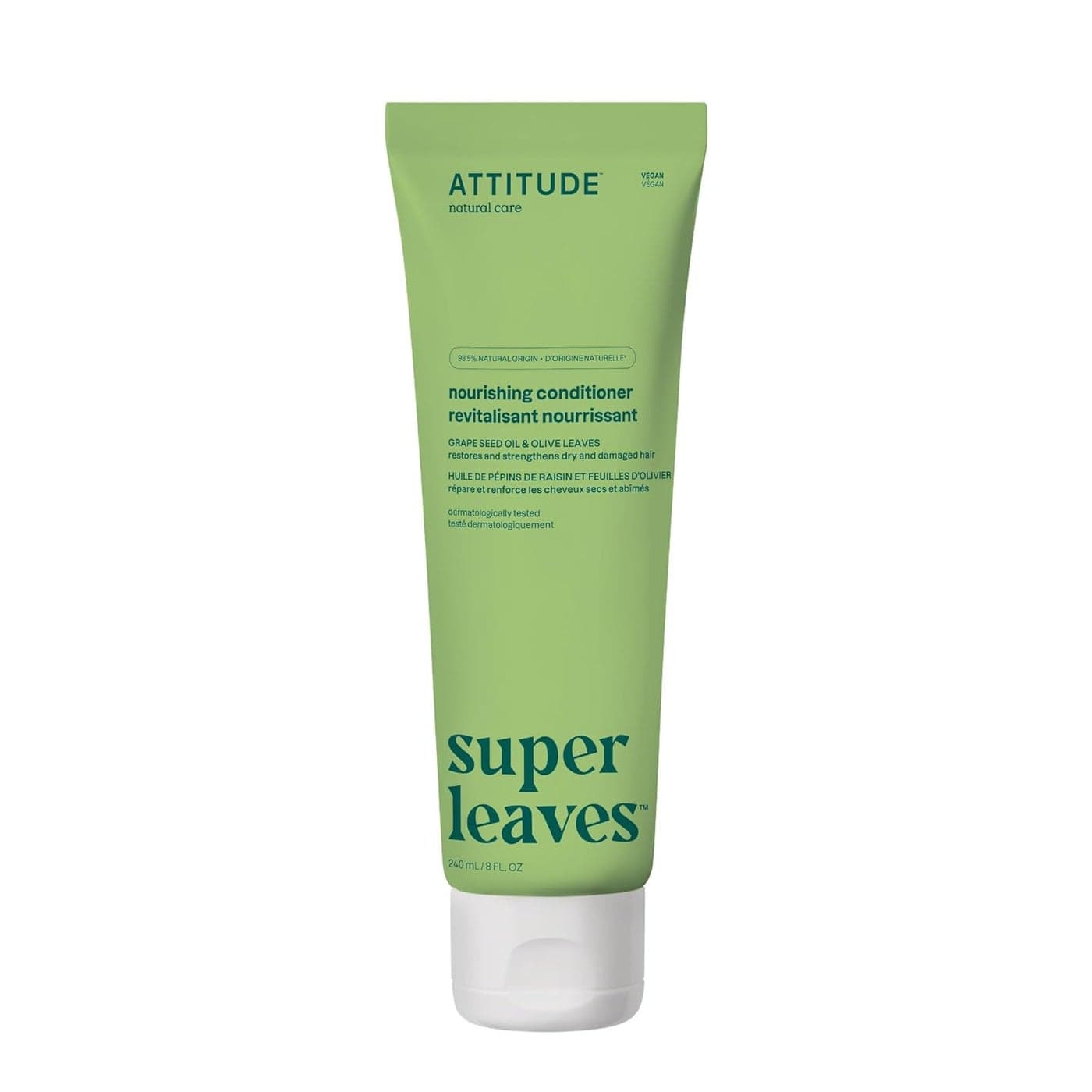 ATTITUDE Nourishing Hair Conditioner For Dry and Damaged Hair Naturally Derived Ingredients Vegan Detangler Dermatologically Tested Grapeseed Oil and Olive Leaves 8 Fl Oz