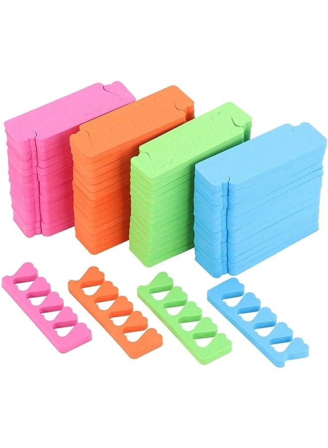 120pcs Toe Separators for Pedicure - Sponge Toe Separator for Nail Polish Party Nail Art Painting Toenails, 4 Funny Colors - Comfy and Soft