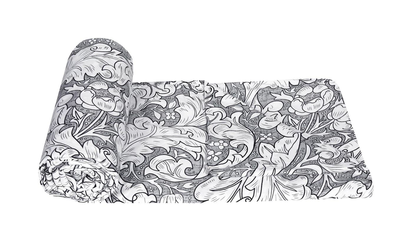 la' amour Super Premium Quilt Cover Double Bed with Zipper Blanket Cover/rajai Cover/Comforter Cover/Duvet Cover King Size Soft Cotton Breathable Skin Friendly Stuff 90x100 Inches, Color- Grey White