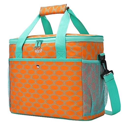 MIER 18L Large Soft Cooler Insulated Picnic Bag for Grocery, Camping, Car, Bright Orange Color