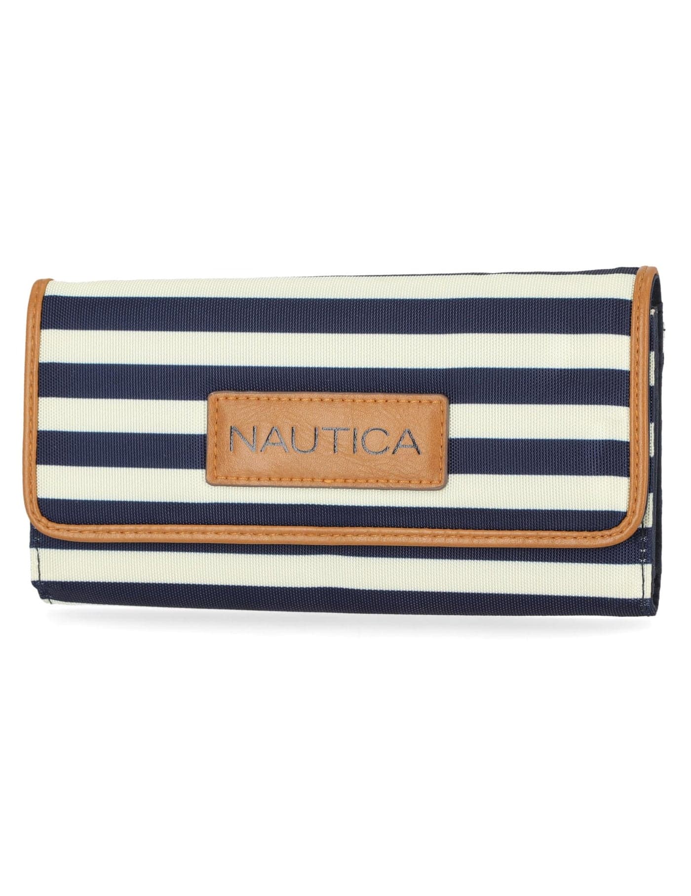 Nautica womens The Perfect Carry All Money Manager Wallet Oraganizer with RFID Blocking Wallet, Indigo/Bone/Sand, One Size US