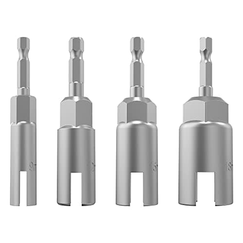 Monliful 4 Pack (9mm,12mm,15mm,18mm) 1/4 Inch Hex Shank Nut Driver, Power Wing Nut Driver Set Bit Socket Wrenches Tools Set Slot Wing Nuts Drills Bits for Panel Nuts Screws Eye C Hook Bolt
