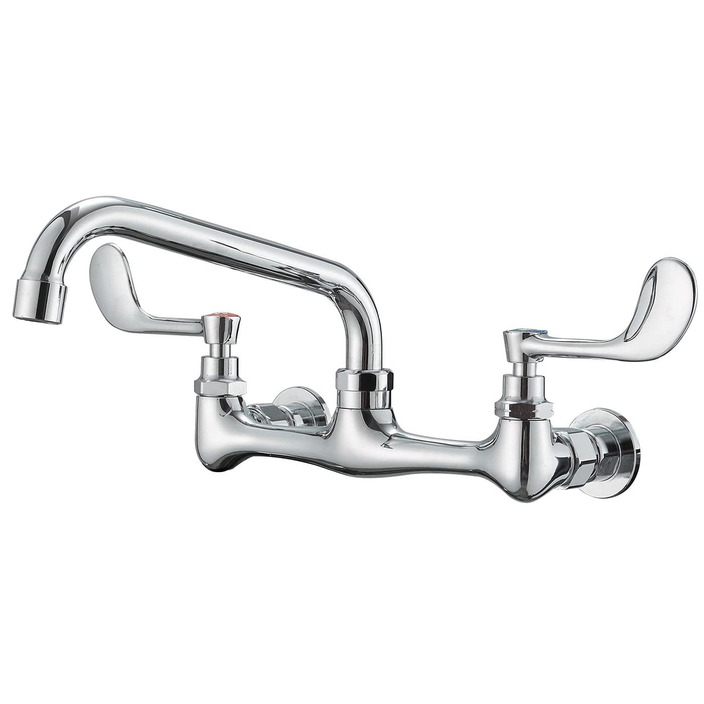 BWE Kitchen Faucets Wall Mount 2 Handle with 12 Swivel Spout 8 Center Commercial Sink Faucet Polished Chrome Utility Laundry Faucet Restaurant Bar Mixer Tap Brass Constructed