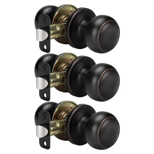 goldenwarm Bronze Passage Door Knobs, Oil Rubbed Bronze Closet Door Knobs Interior, Bronze Passage Door Knobs Set for Hallway Closet (3 Pack, Oil Rubbed Bronze)