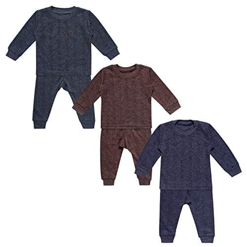 superminis Baby Thermal Top and Pyjama Set - Round Neck, Full Sleeves, Winter Wear Suit for Infants, Girls, Boys (6-12 Months) Pack of 3