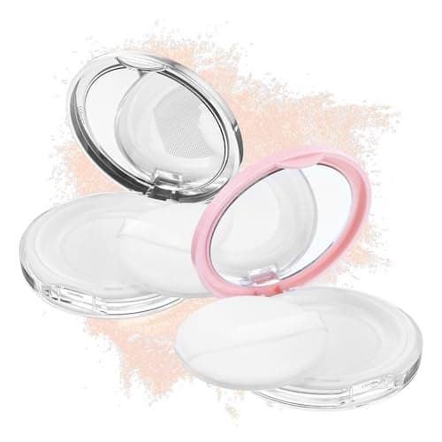 GEEHUA 2 Pcs Loose Powder Container with Puff 0307oz Reusable Travel Powder Puff Case Refillable Empty Makeup Compact Box with Mirror for Travel DIY Makeup Cosmetic