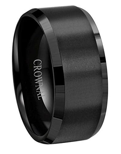 6mm 8mm 10mm Black Tungsten Wedding Band Ring Men Women Matte Finish Beveled Edges Comfort Fit Size 5 To 17 (10mm,10)