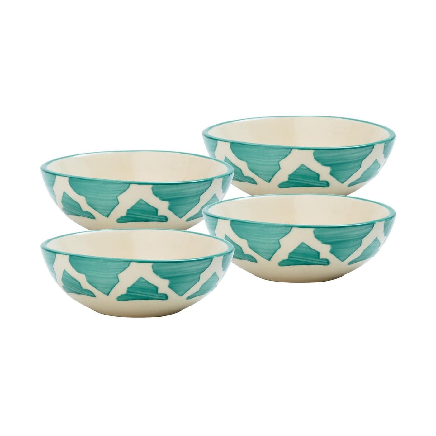 FS COOL Hand Painted Ceramic Serving Bowl for Salad Fruit Decoration Noodle Dessert Rice Pasta Wedding Decor Microwave Dishwasher Safe 75 ML 85 CM Serving Bowl Gift Set Green Set of 4