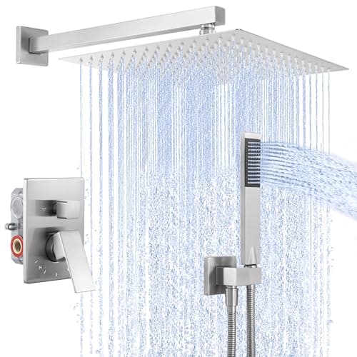 KES Shower Faucet Set, Shower System 12 Inch Rain Shower Head with Handheld Spray, Pressure Balance Shower Faucets Sets Complete Brushed Nickel (cUPC Certified Shower Valve Included), XB6230S12F18-BN